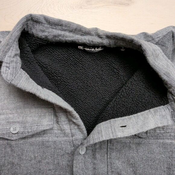 Travis Mathew Shacket Shirt Mens Small Gray Sherpa Lined Pockets Outdoor Casual - Picture 3 of 11